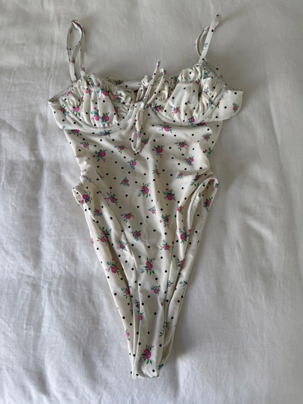 NWT FOR LOVE & LEMONS White Rosewater Floral One-Piece Swimsuit